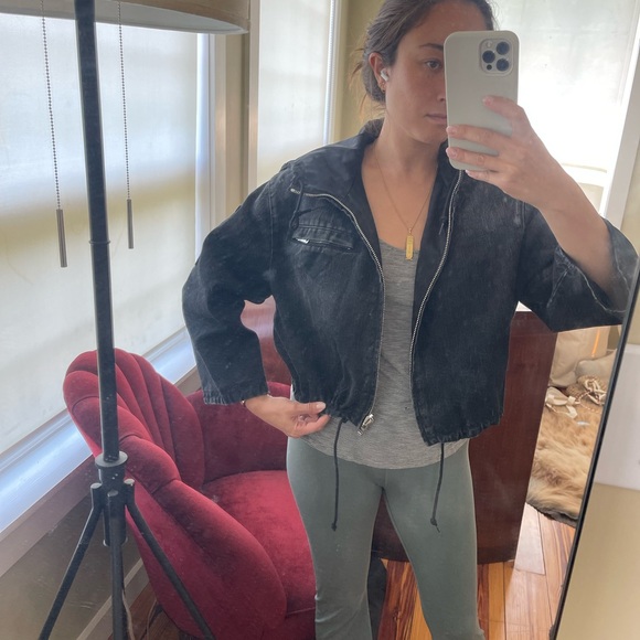 PRADA Reversible Cropped Detachable Feather-trimmed Denim And Nylon Jacket - Picture 11 of 11